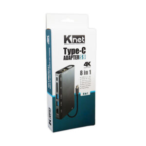 هاب 8 پورت Type C به USB 3.0 کی نت Knet Type-C Adapter (s9)